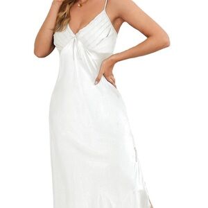 Elegant White Satin Nightgown